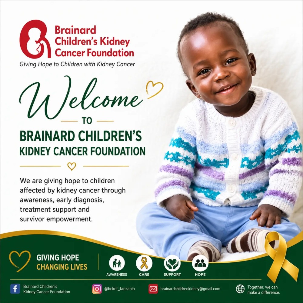 BCKCF welcome flyer featuring Brainard, a kidney cancer survivor, and the foundation's mission.